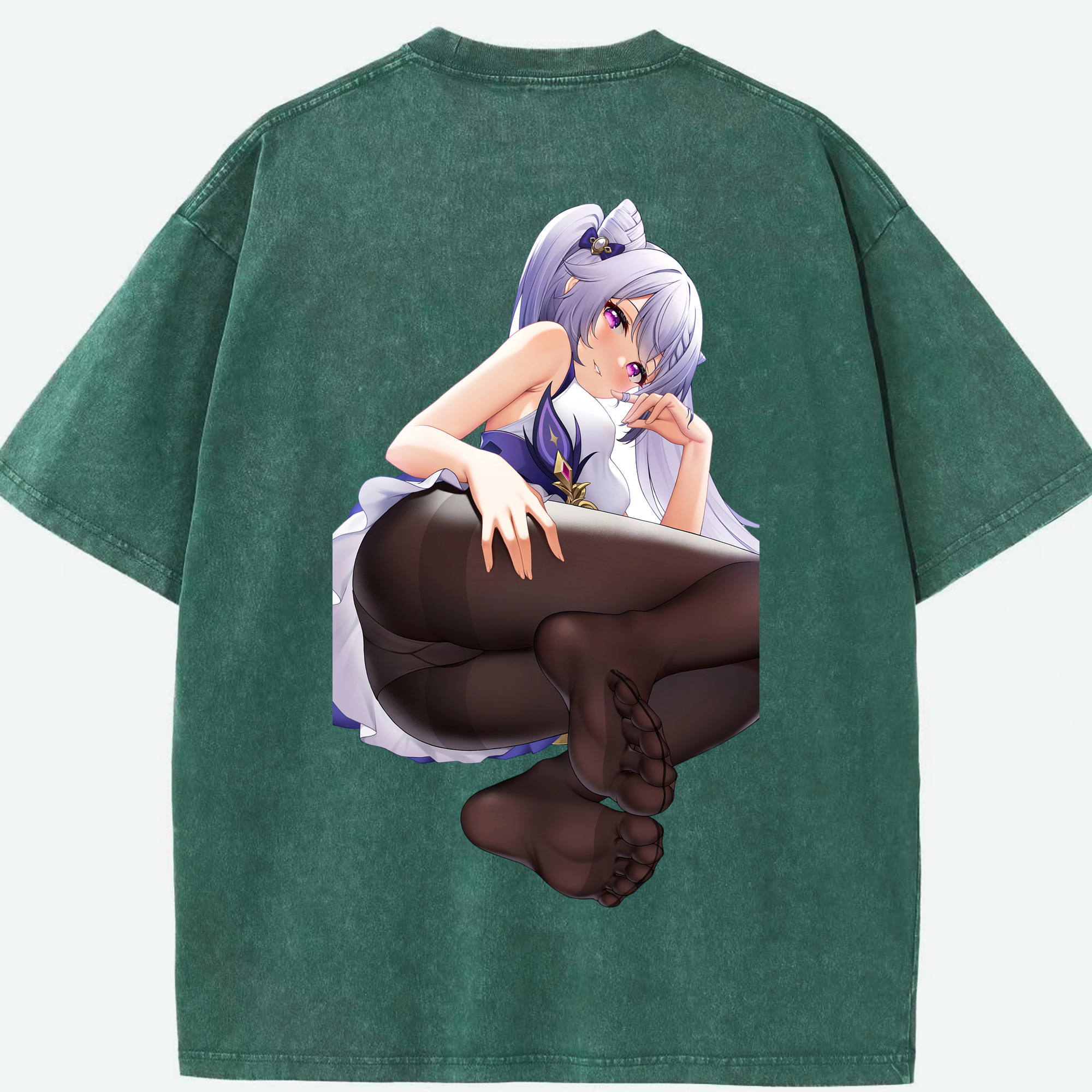げんし神 刻晴 こくせい genshin Kokusei 綿100% ヴィンテージ風 半袖Tシャツ（背面プリント）